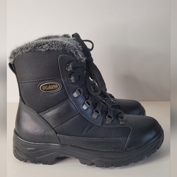 olang Shoes - OLANG boots,  winter  lace-up combat boots in black Sz 8.5